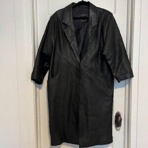 80s vintage real leather black oversized jacket